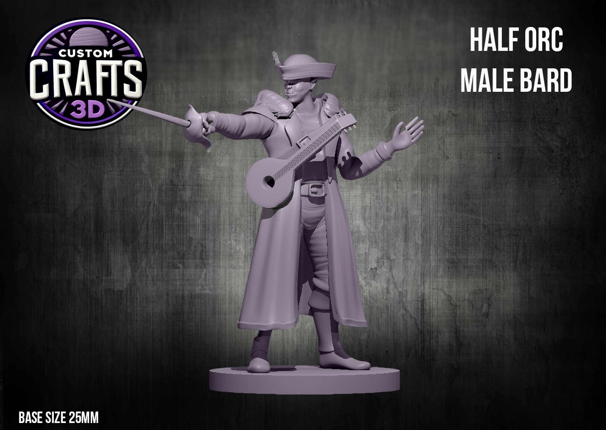 Half Orc Male Bard 25mm Base