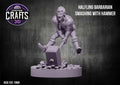 Halfling Barbarian Smashing with Hammer 15mm Base