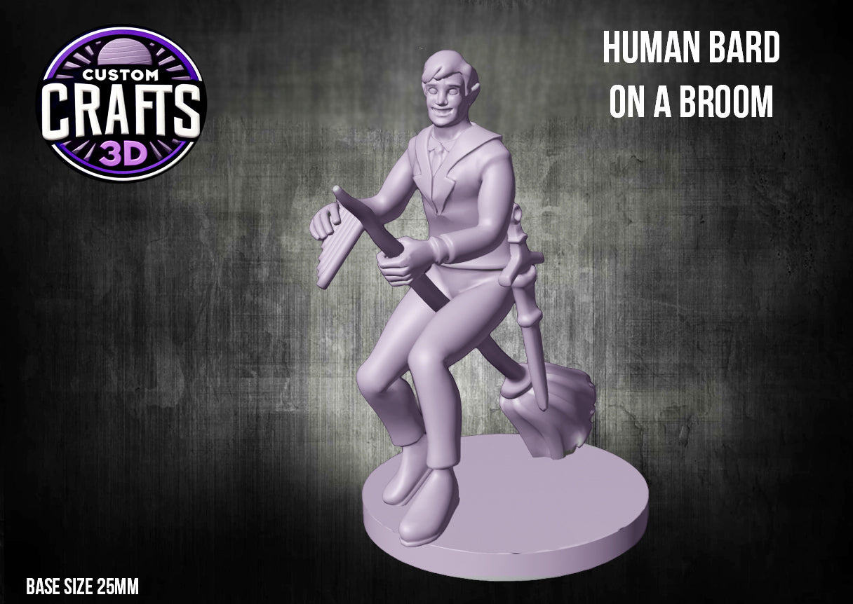 Human Bard on a Broom 25mm Base