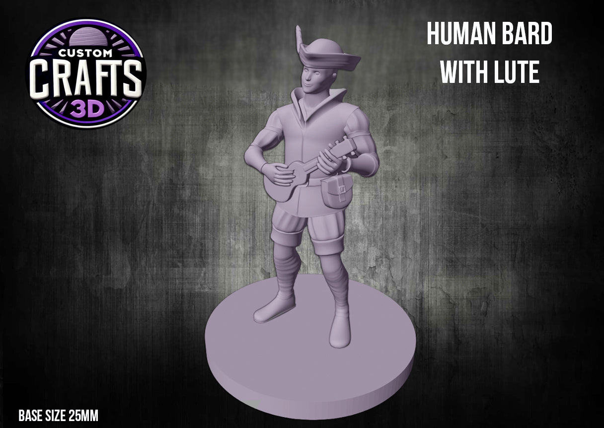 Human Bard with Lute 25mm Base