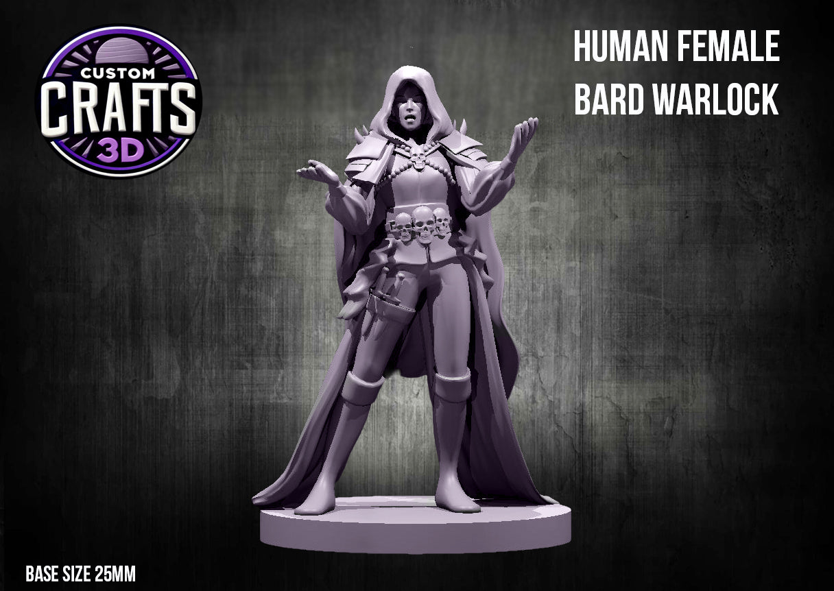 Human Female Bard Warlock 25mm Base