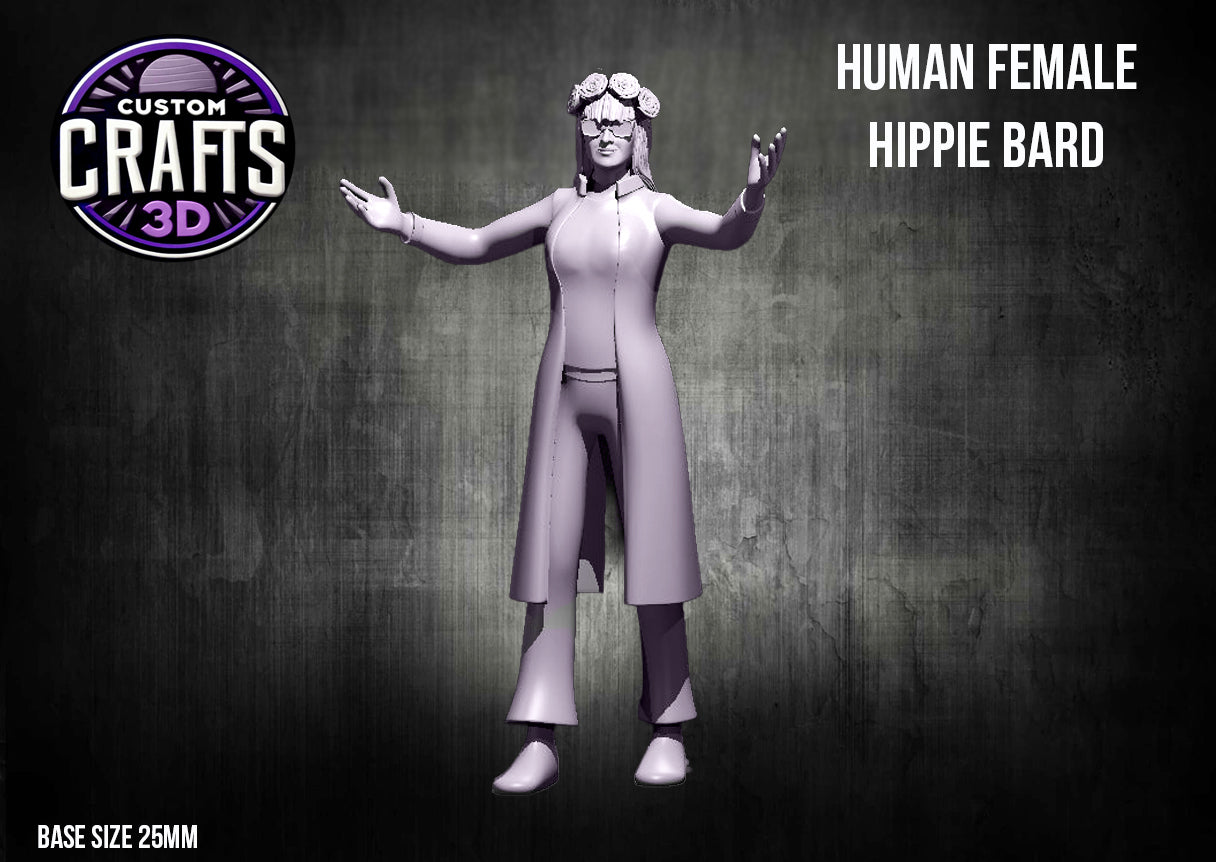 Human Female Hippie Bard 25mm Base