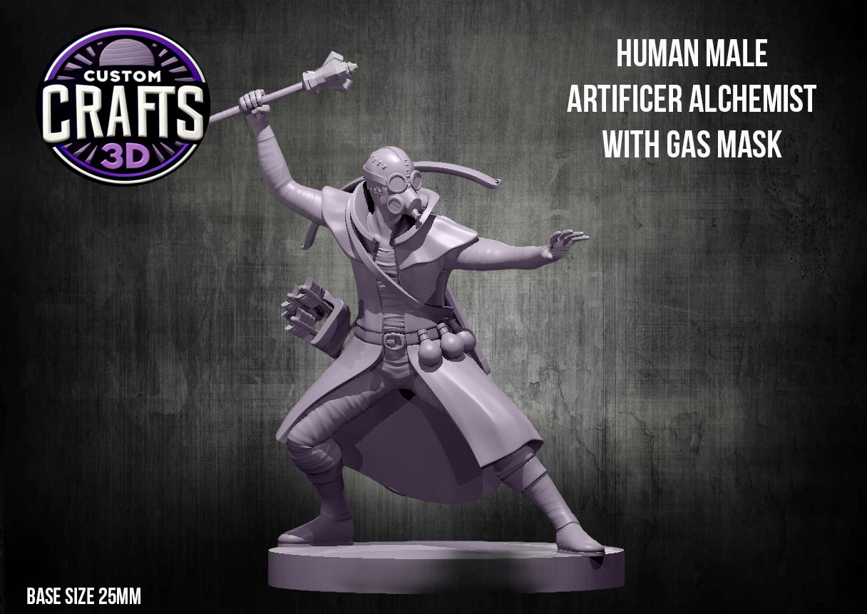 Human Male Artificer Alchemist with Gas Mask 25mm Base