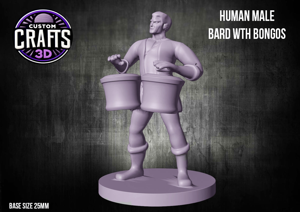 Human Male Bard with Bongos 25mm Base