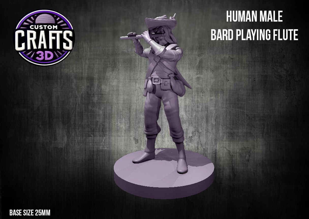 Human Male Bard Playing Flute 25mm Base
