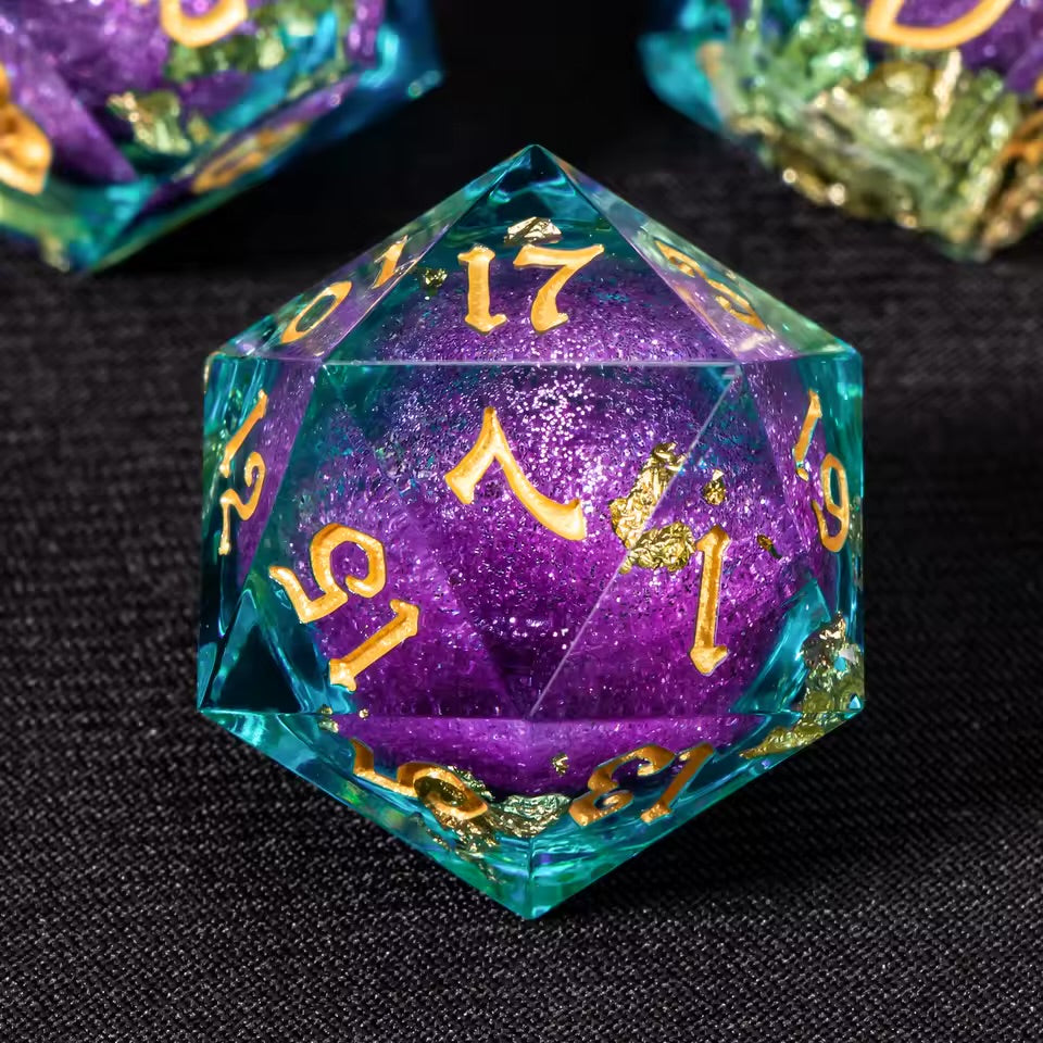 Green/Purple/Gold Liquid Resin Dice Set 7PCS
