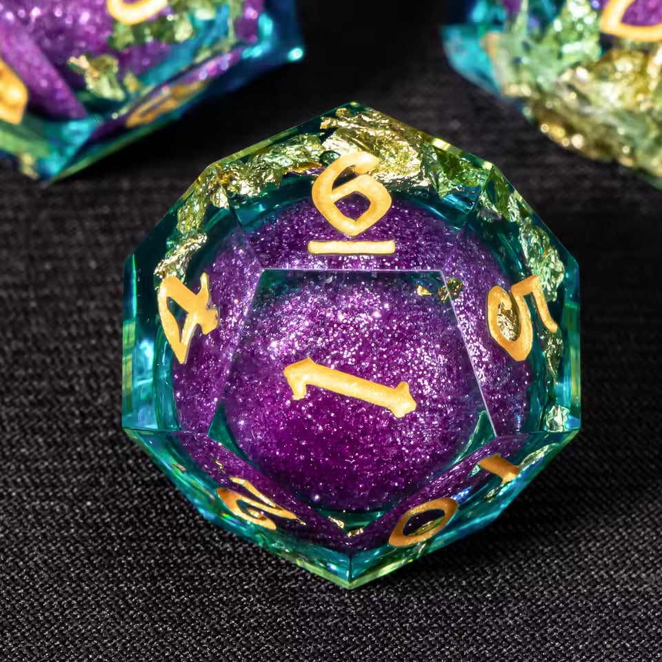 Green/Purple/Gold Liquid Resin Dice Set 7PCS