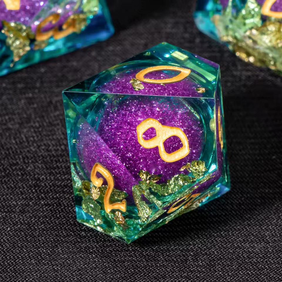 Green/Purple/Gold Liquid Resin Dice Set 7PCS