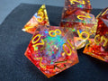 Red & Gold Sharp Edge Resin Dice Set 7PCS
