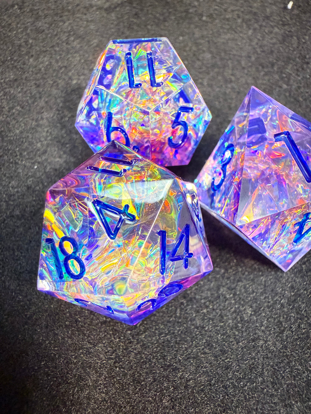 Purple & Blue Sharp Edge Resin Dice Set 7PCS