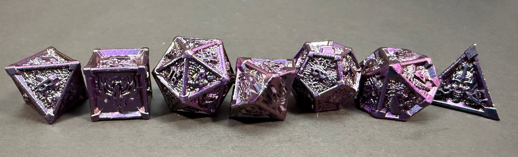 Purple Metal Dragon & Skull Dice Set 7PCS