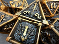 Gold & Black Metal Dragon & Skull Dice Set 7PCS