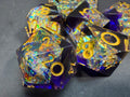 Purple & Gold Sharp Edge Resin Dice Set 7PCS