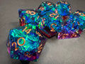 Blue/Pink & Gold Sharp Edge Resin Dice Set 7PCS