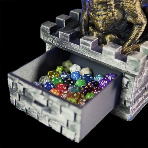 Dragon Vault Dice Tower with Hidden Stash Drawer