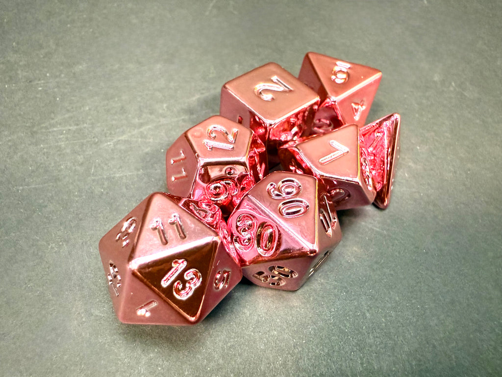 Pink Powder Acrylic Electroplated Dice Set 7PCS