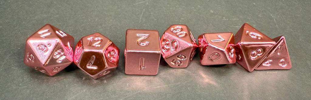 Pink Powder Acrylic Electroplated Dice Set 7PCS