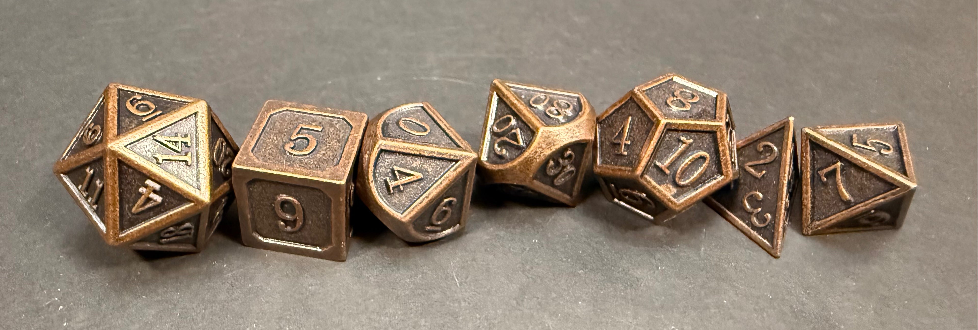 Antique Colour Solid Metal Dice Set 7PCS