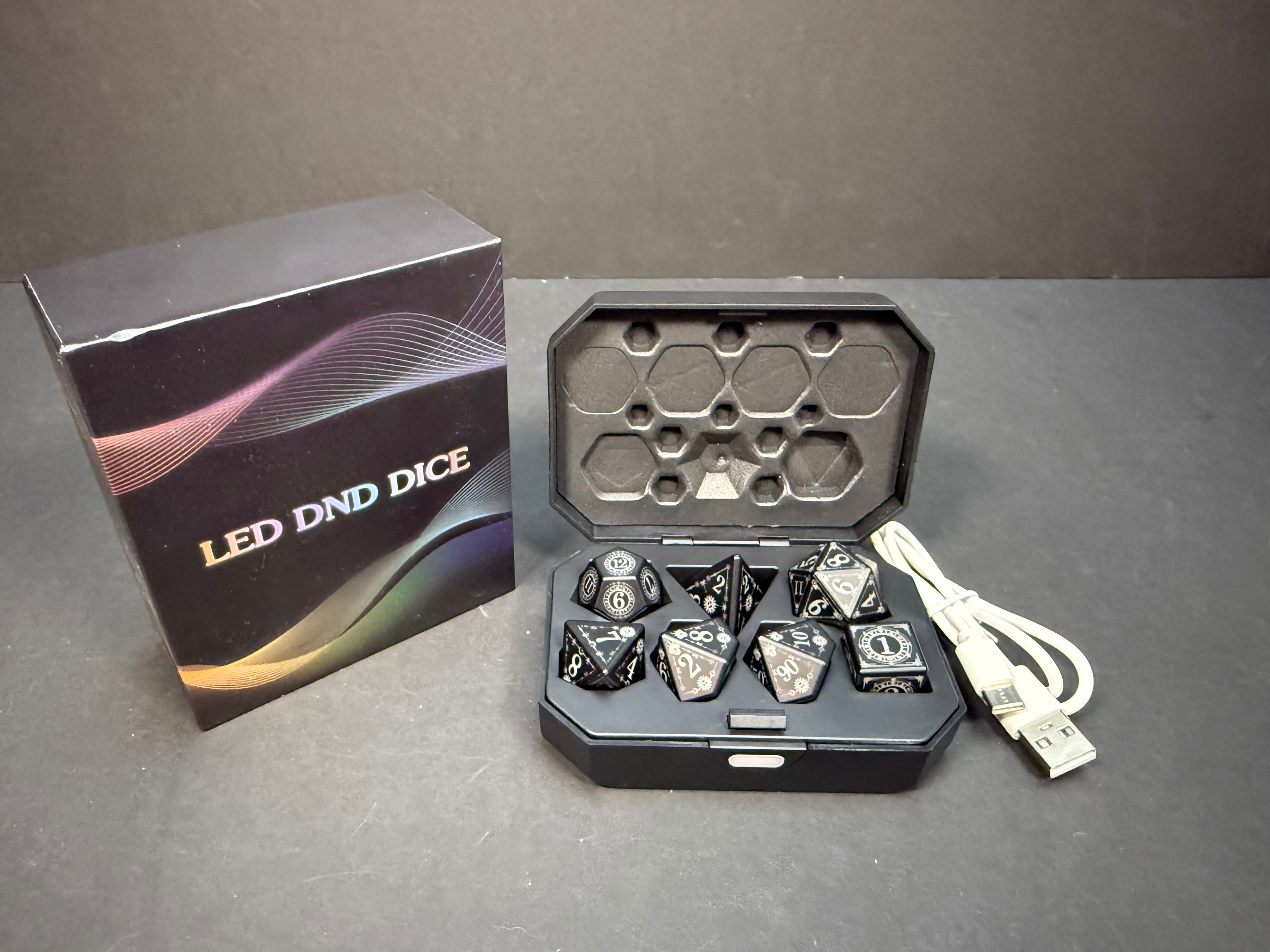 LED Light Up Rechargeable DnD Dice Set 7PCS