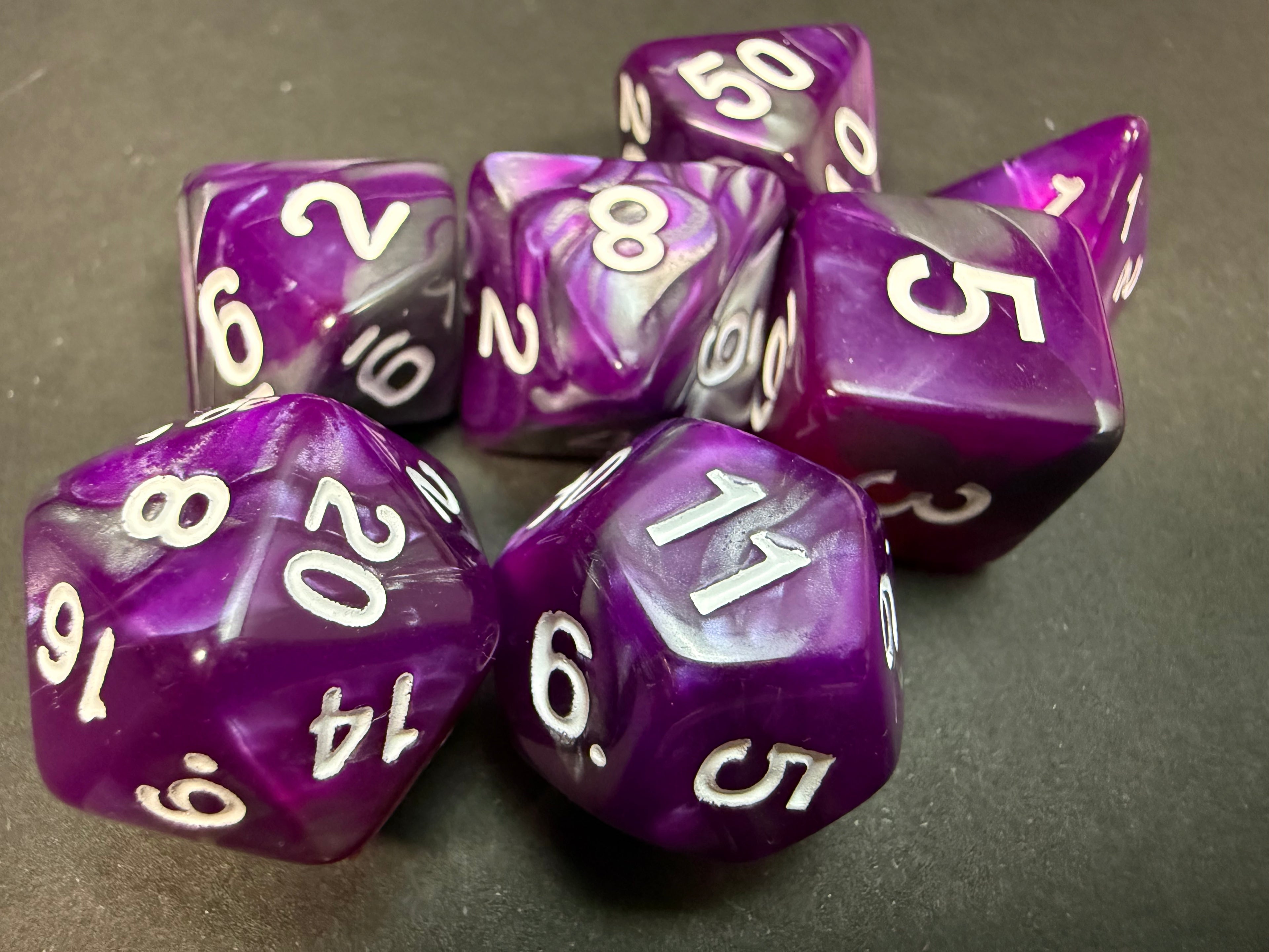 Test Tube Resin Dice Set 7PCS (choice of colours)