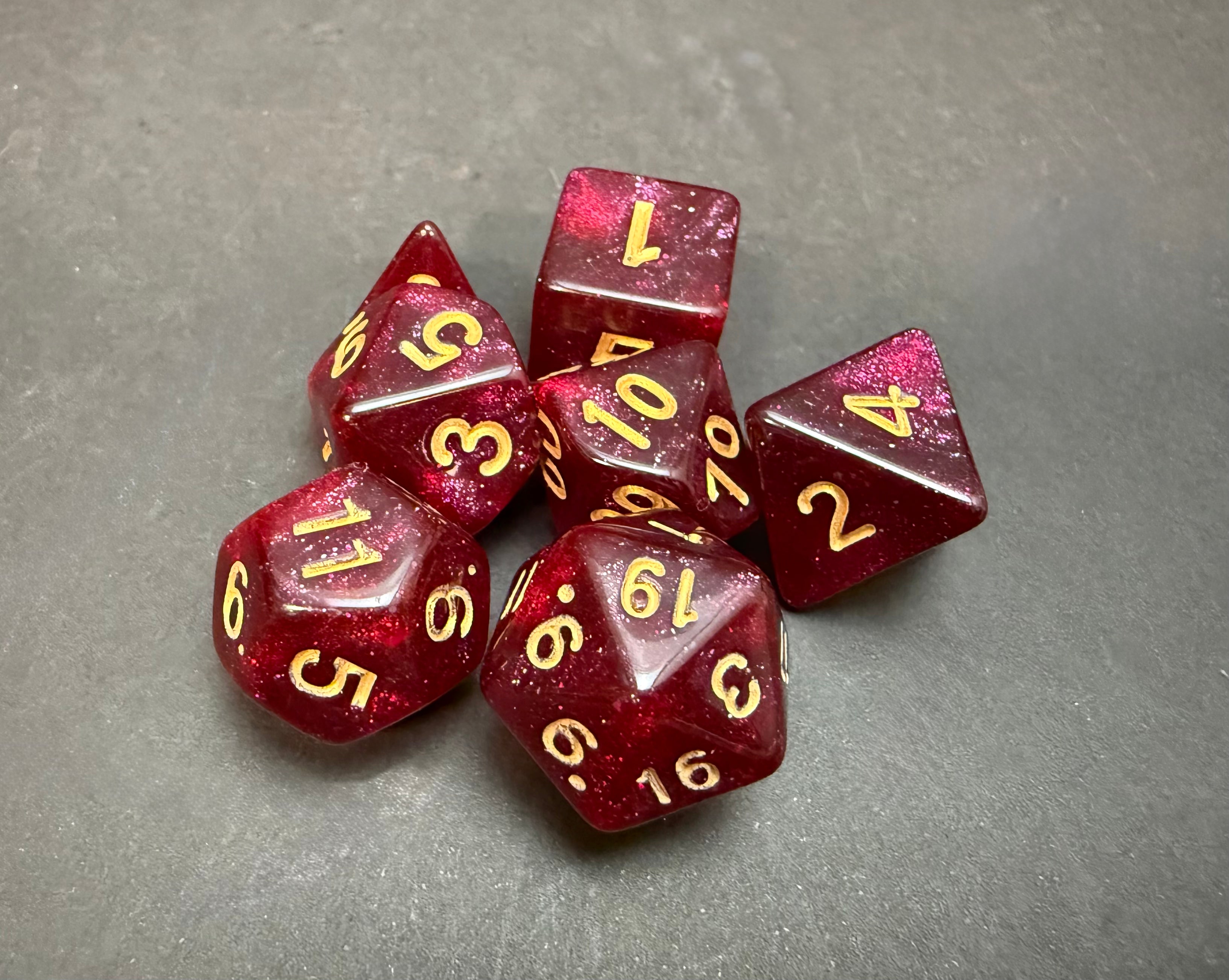 Test Tube Resin Dice Set 7PCS (choice of colours)