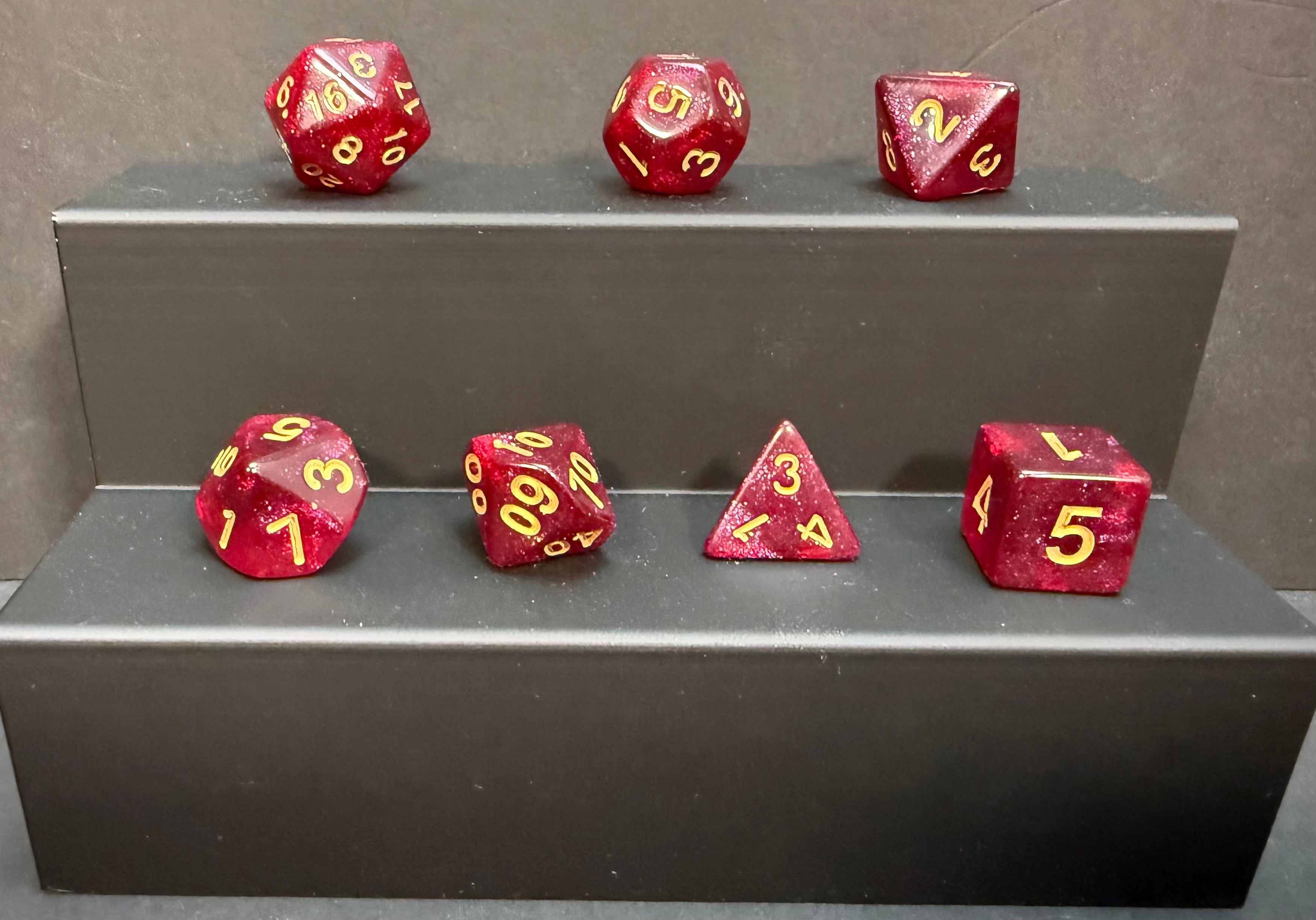 Test Tube Resin Dice Set 7PCS (choice of colours)