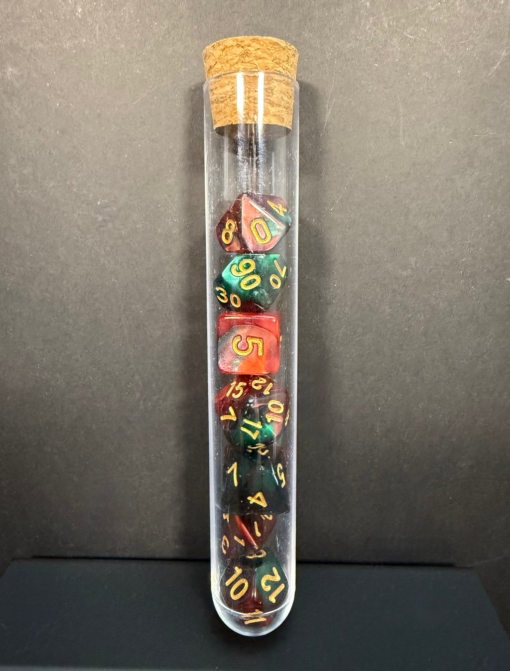 Test Tube Resin Dice Set 7PCS (choice of colours)