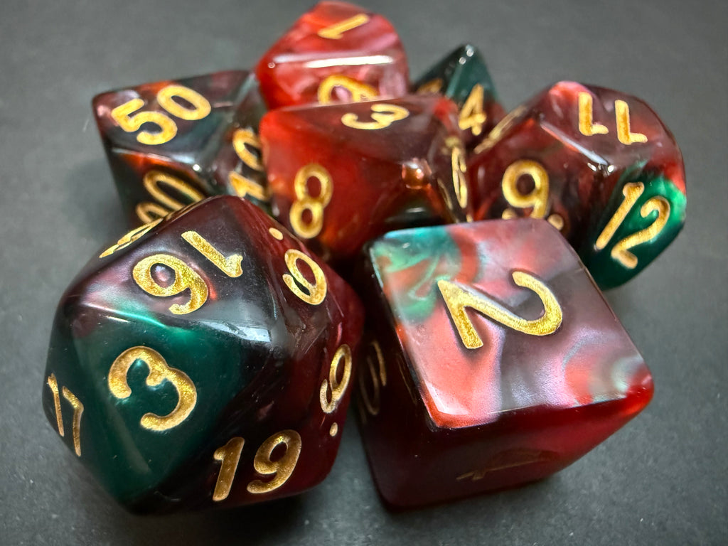 Test Tube Resin Dice Set 7PCS (choice of colours)