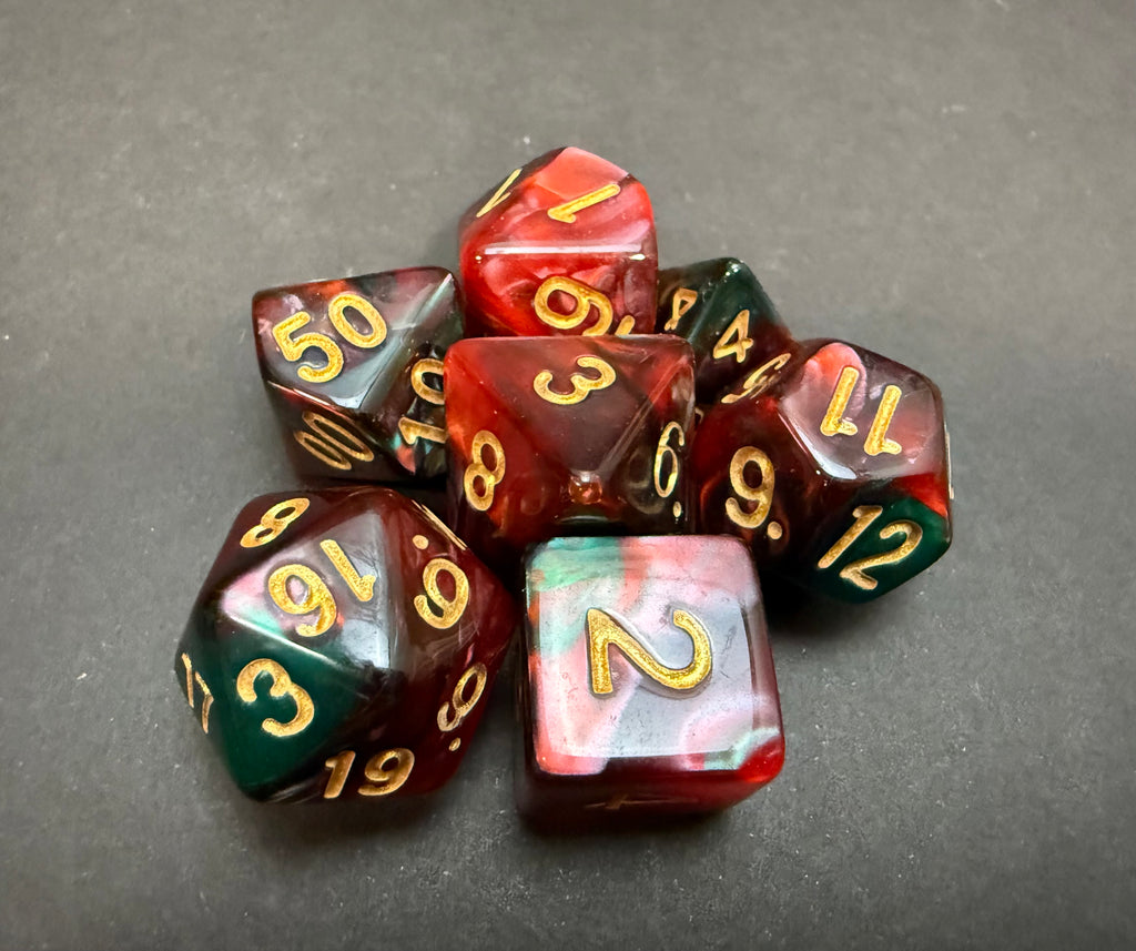 Test Tube Resin Dice Set 7PCS (choice of colours)