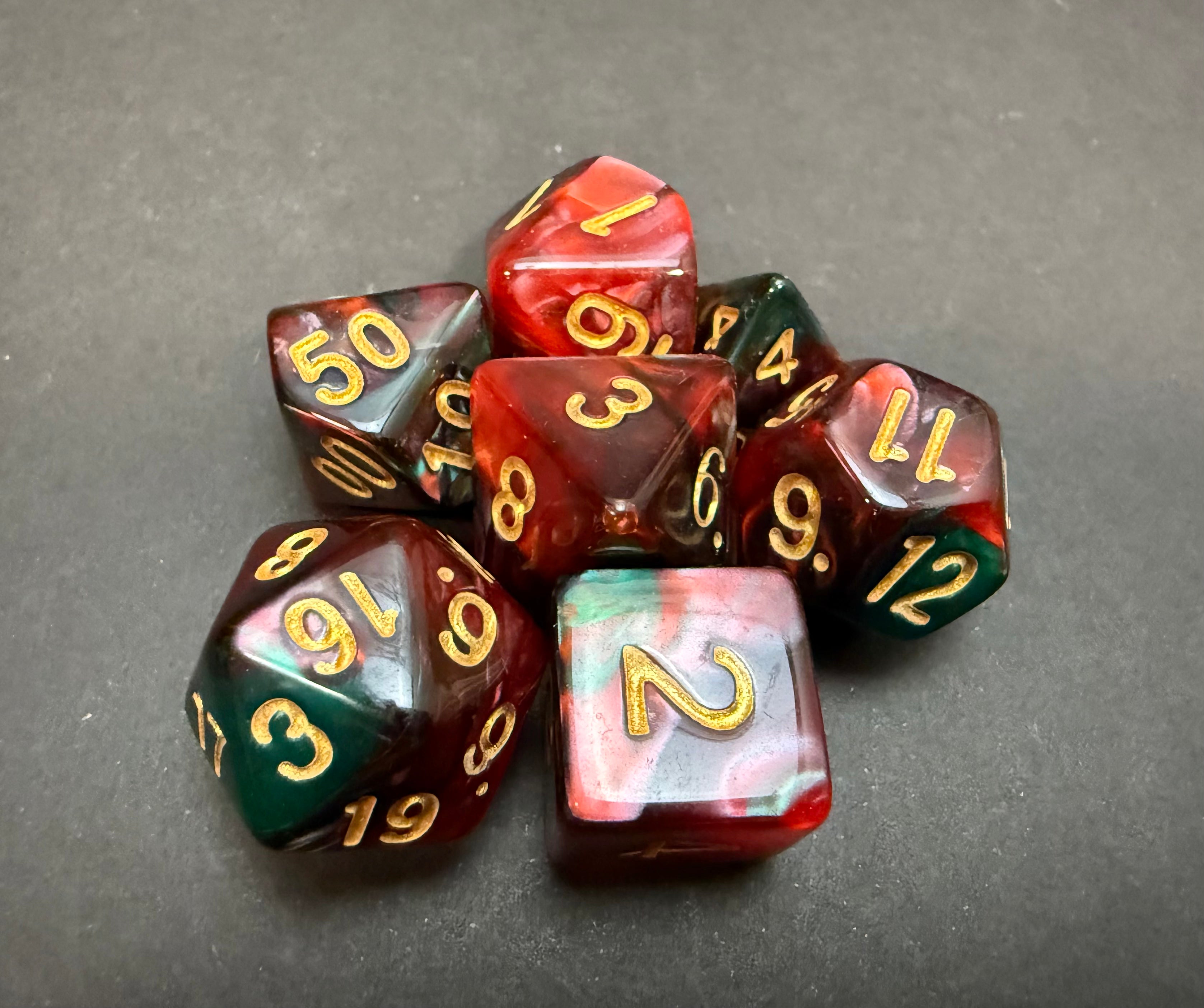 Test Tube Resin Dice Set 7PCS (choice of colours)