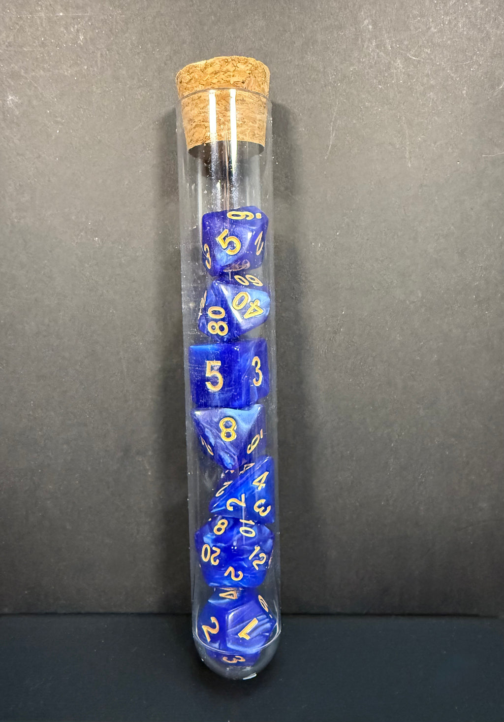 Test Tube Resin Dice Set 7PCS (choice of colours)