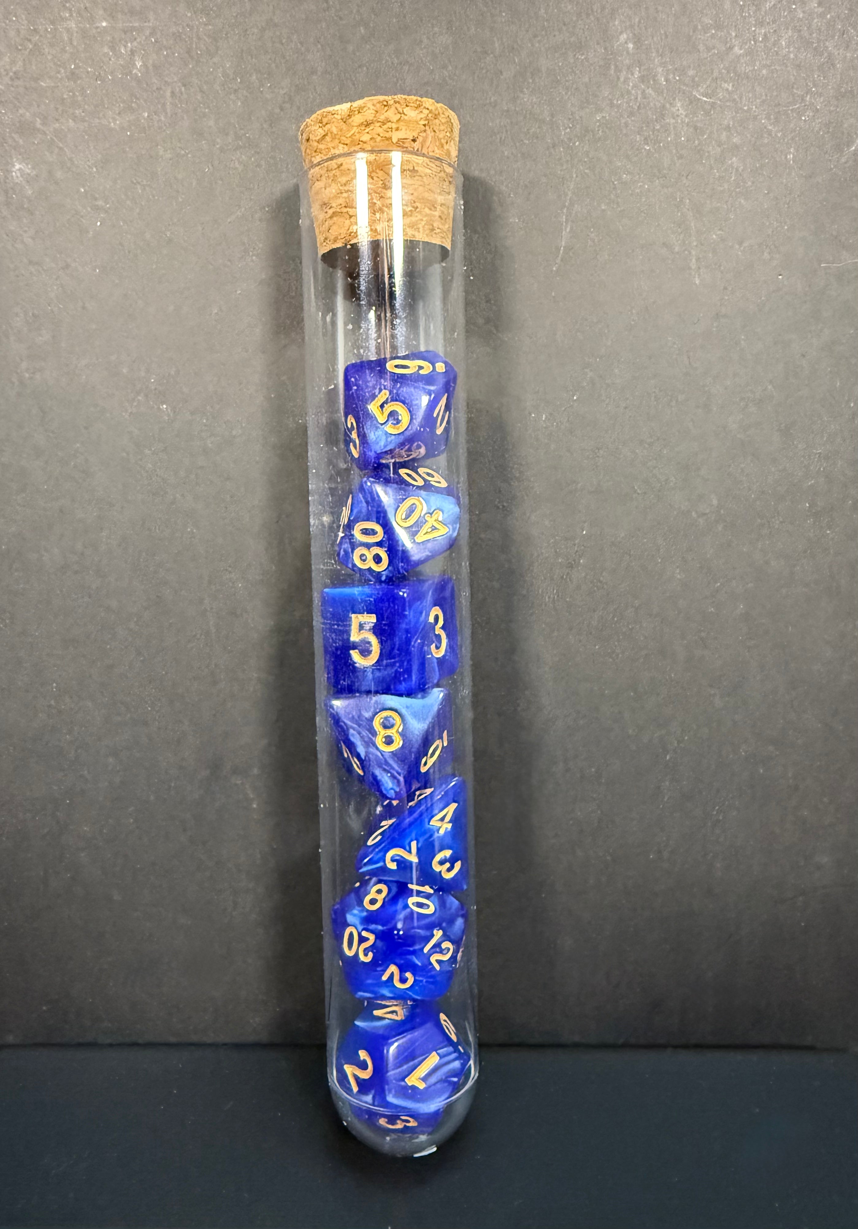 Test Tube Resin Dice Set 7PCS (choice of colours)