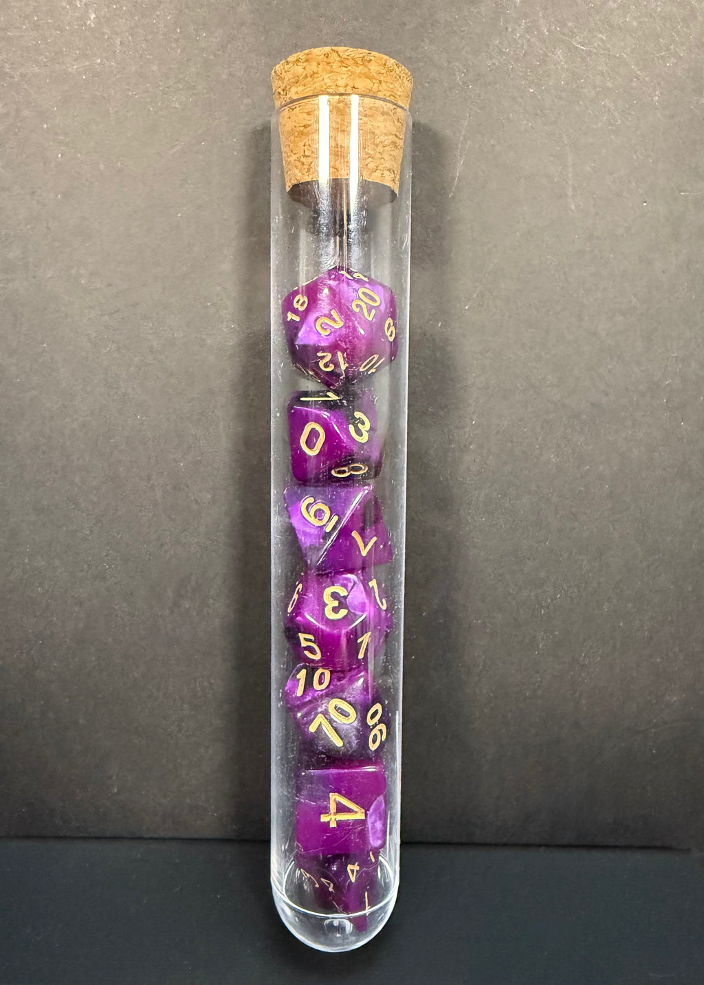 Test Tube Resin Dice Set 7PCS (choice of colours)