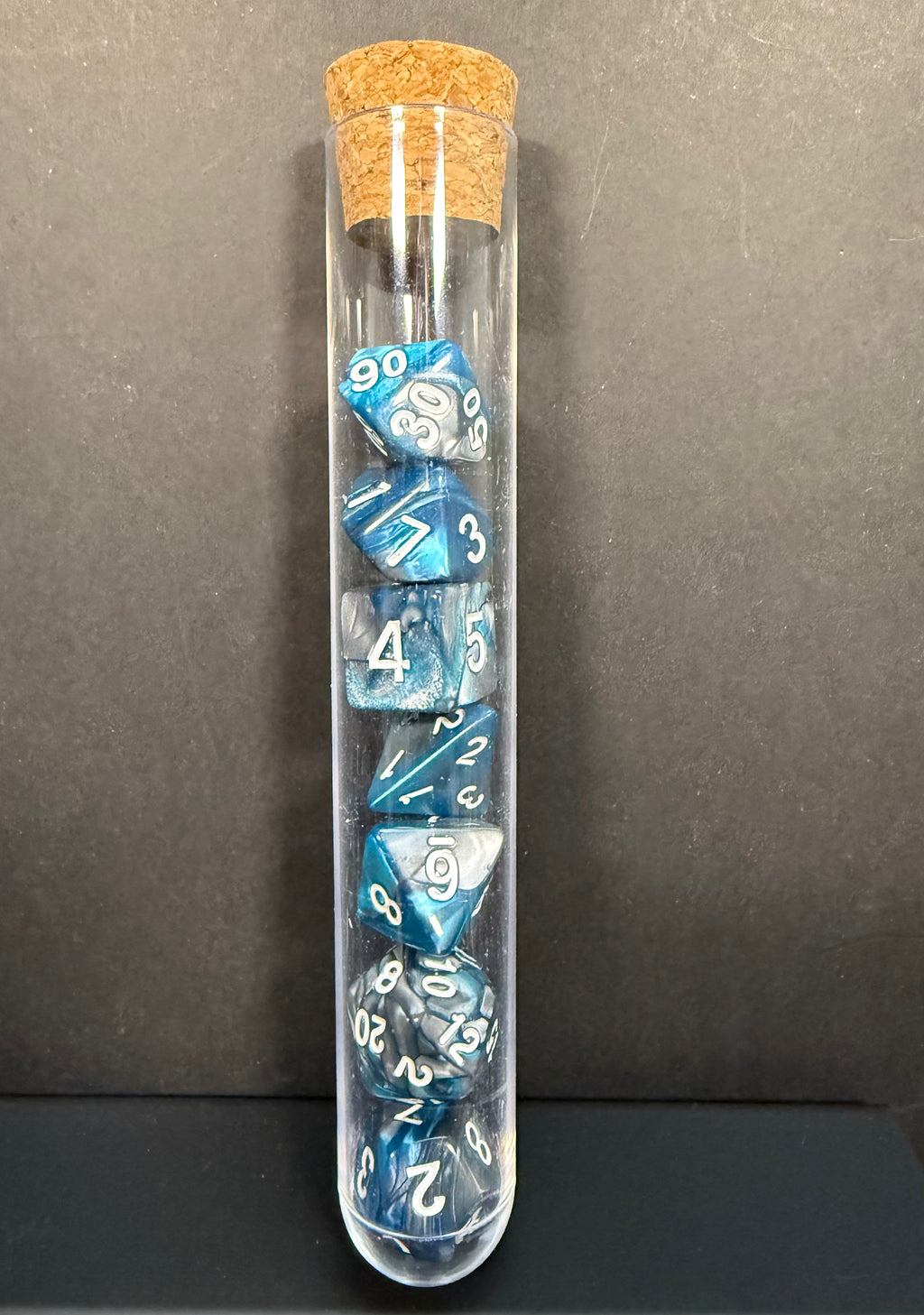 Test Tube Resin Dice Set 7PCS (choice of colours)