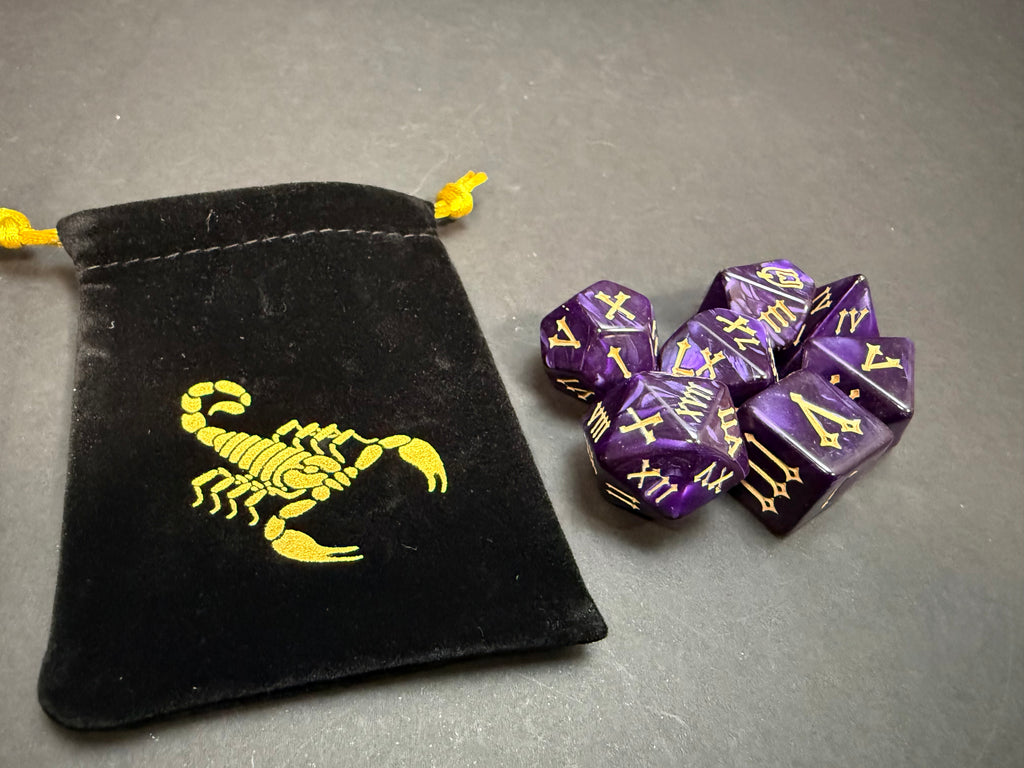 Roman Numerals Dice Set 7PCS (choice of colours)