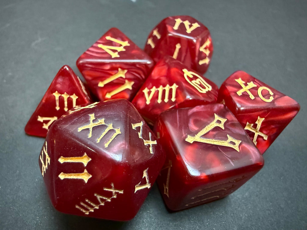 Roman Numerals Dice Set 7PCS (choice of colours)