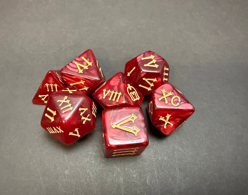 Roman Numerals Dice Set 7PCS (choice of colours)
