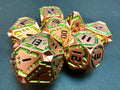 Copper & Green Solid Metal Line Dice Set 7PCS