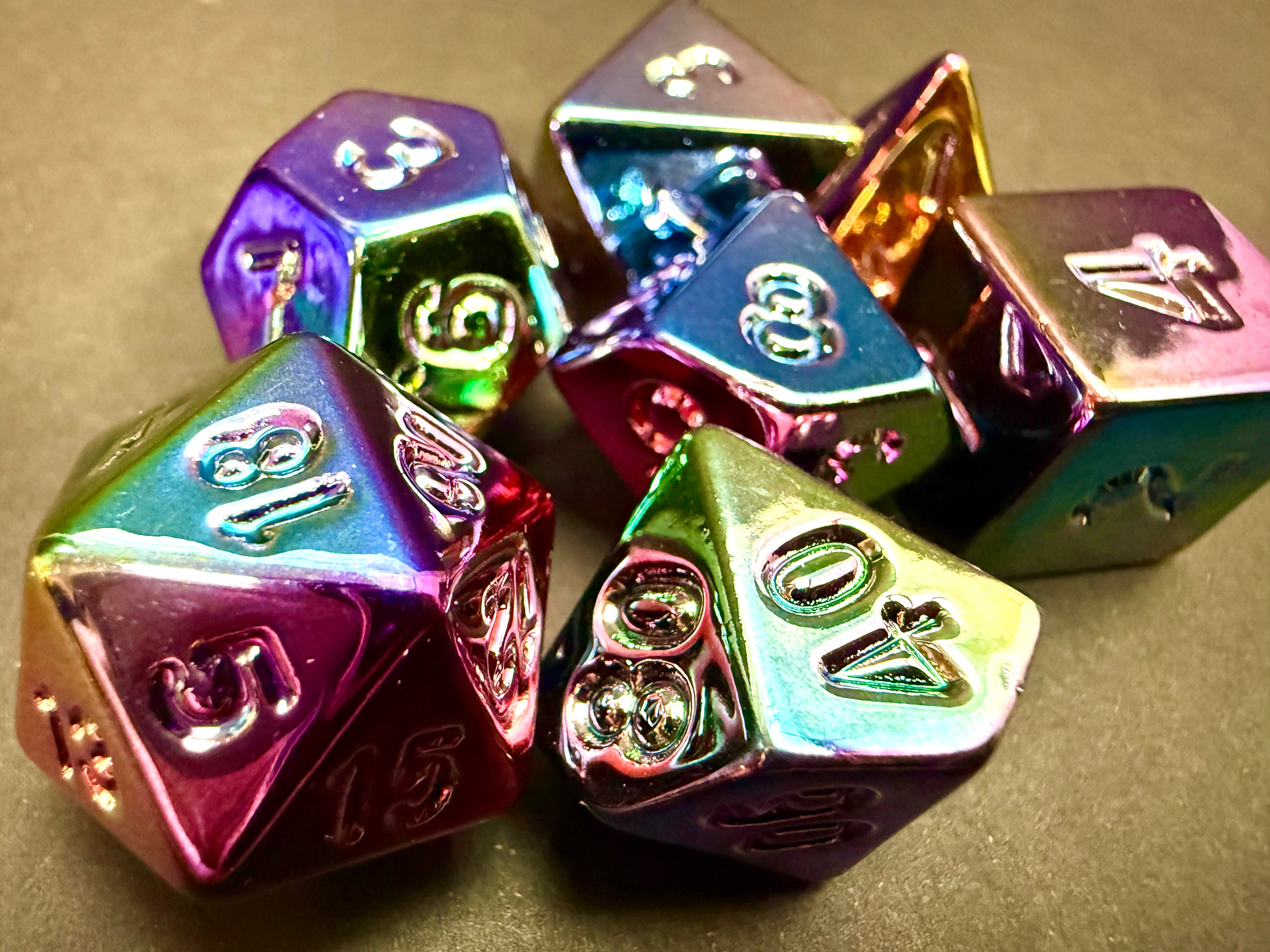 Rainbow Acrylic Electroplated Dice Set 7PCS