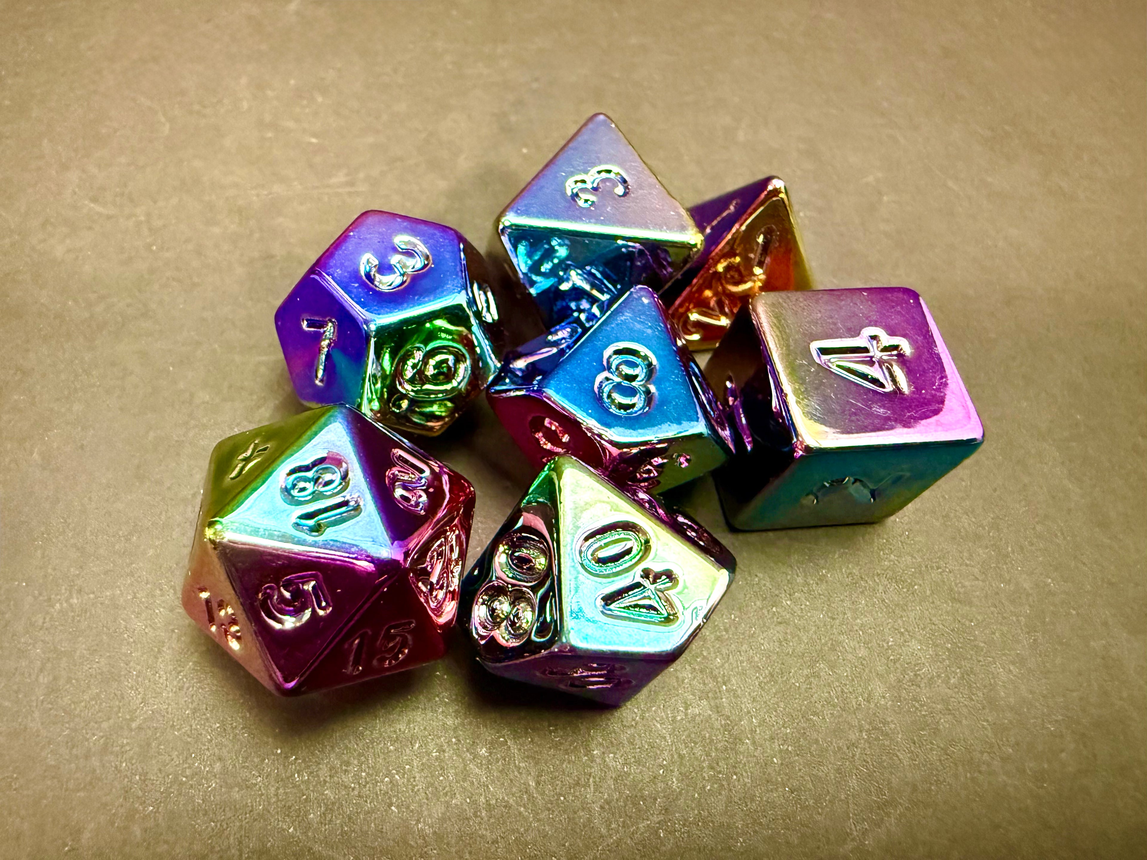 Rainbow Acrylic Electroplated Dice Set 7PCS