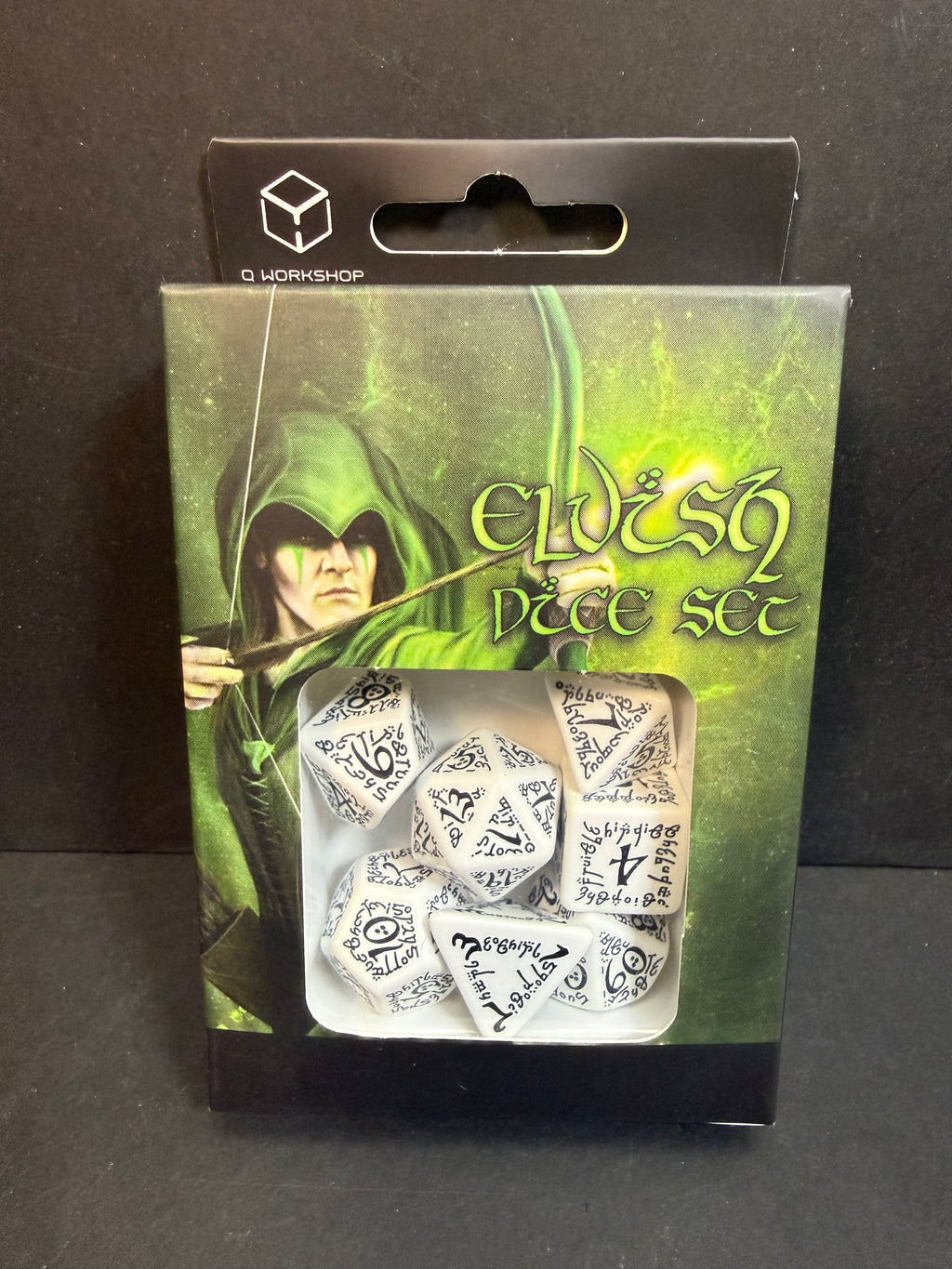 Elvish Dice Set - White & Black Q-Workshop