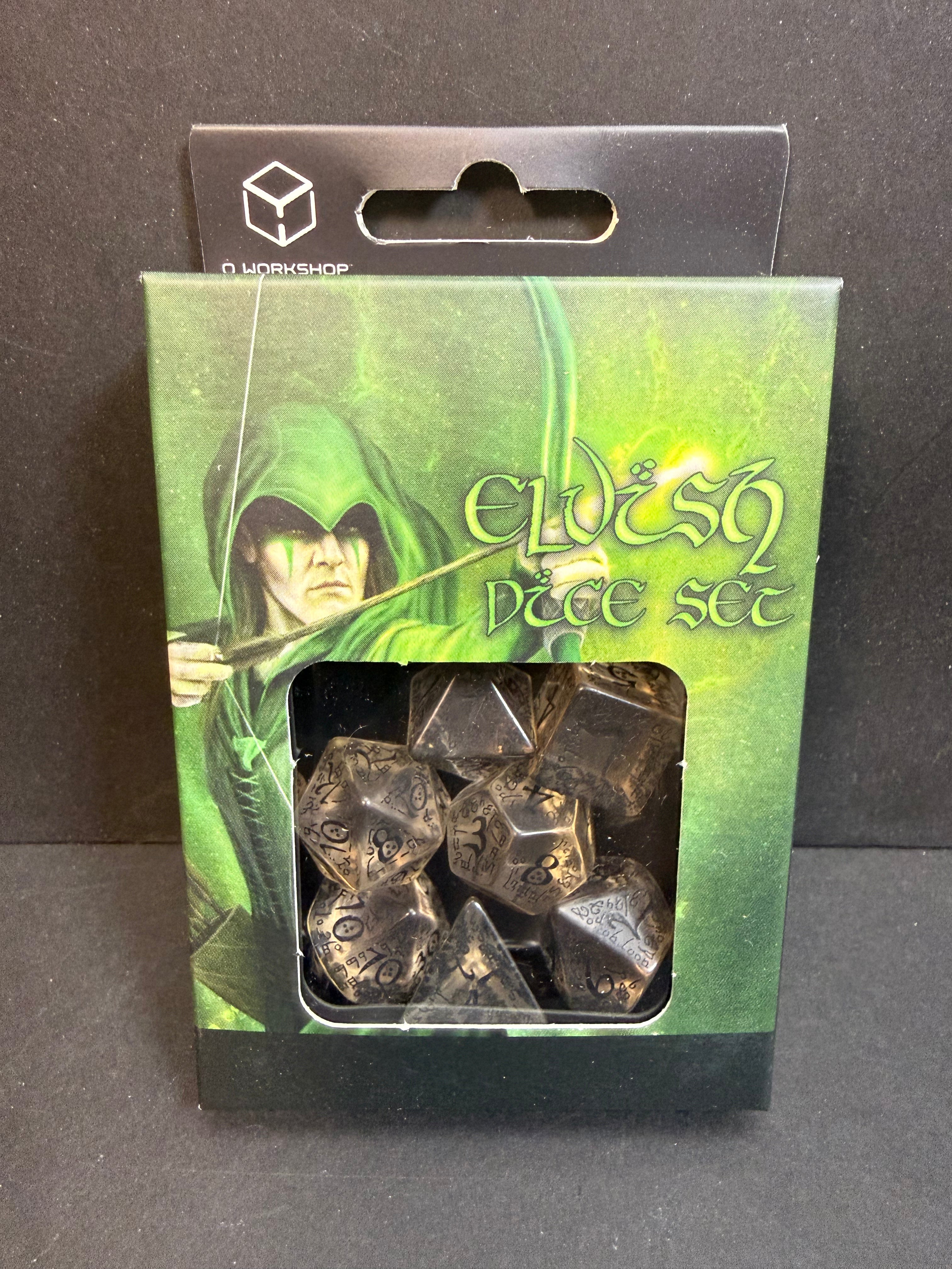Elvish Dice Set - Translucent & Black Q-Workshop