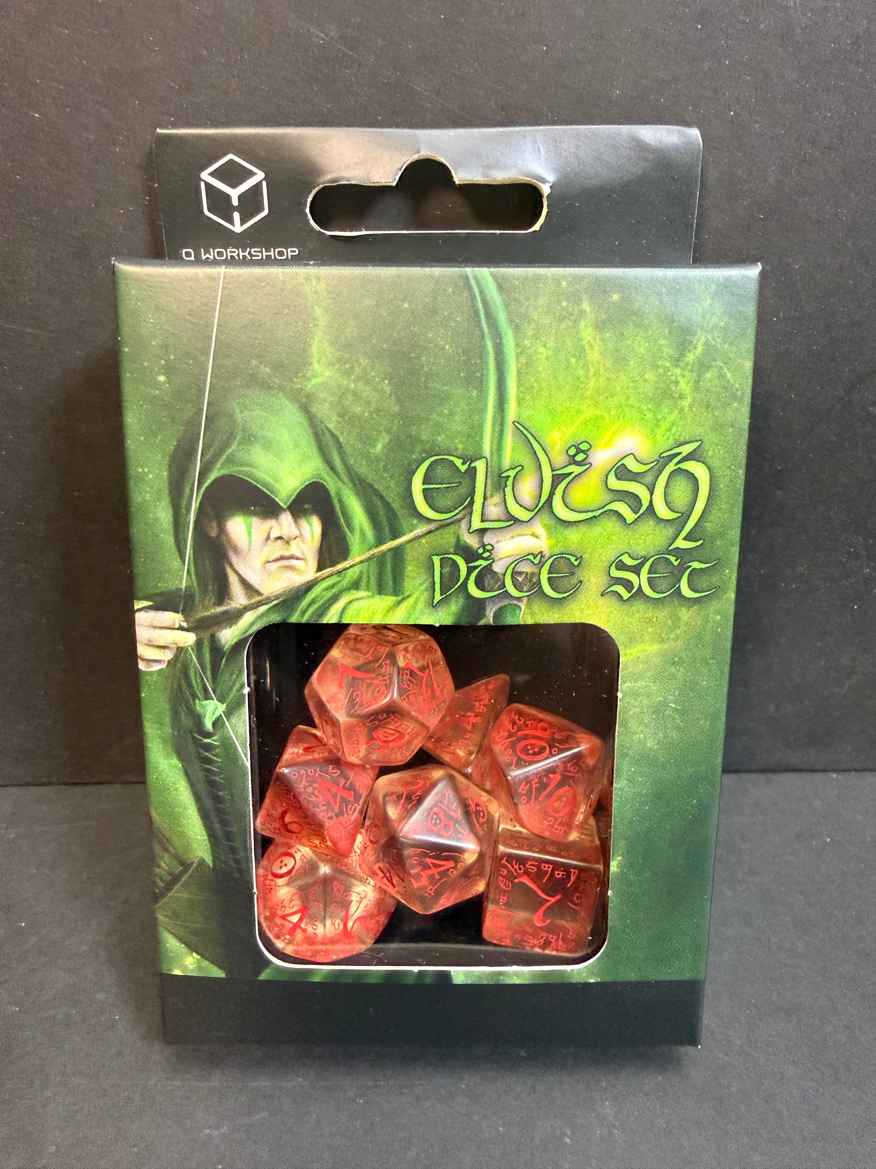 Elvish Dice Set - Transparent & Red Q-Workshop