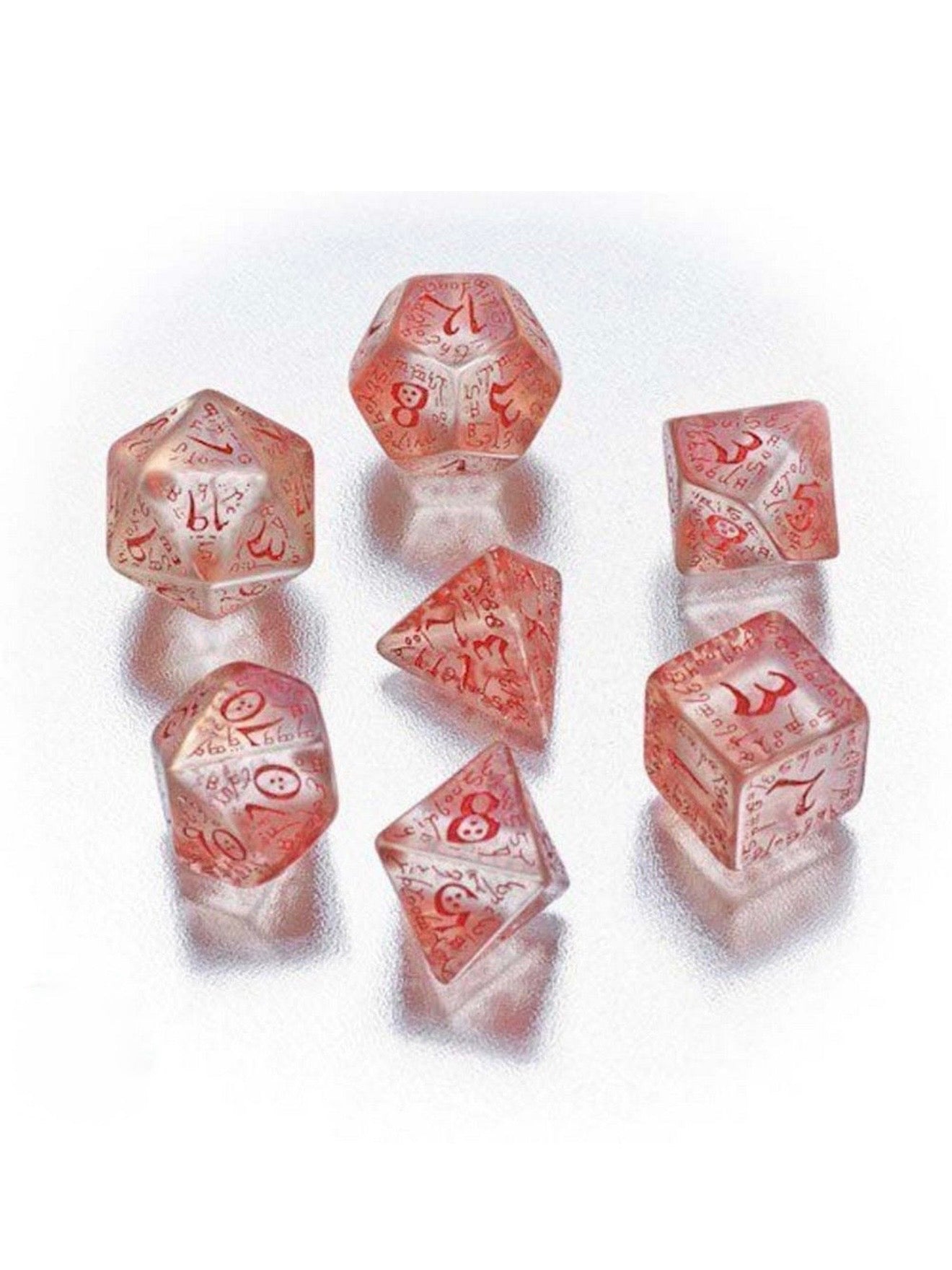 Elvish Dice Set - Transparent & Red Q-Workshop