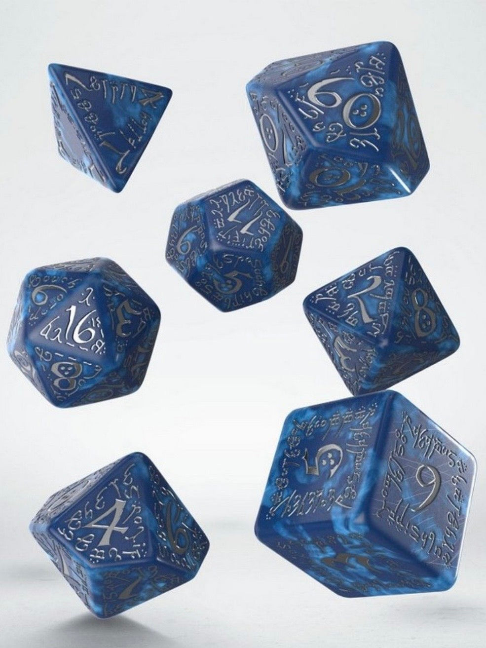 Elvish Dice Set - Blue Shimmer & White  Q-Workshop