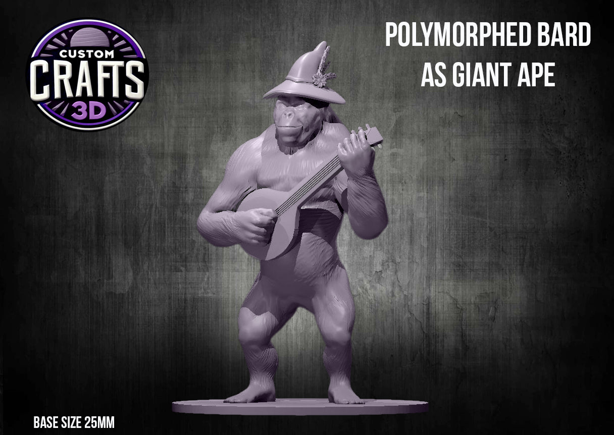 Polymorphed Bard as Giant Ape 25mm Base