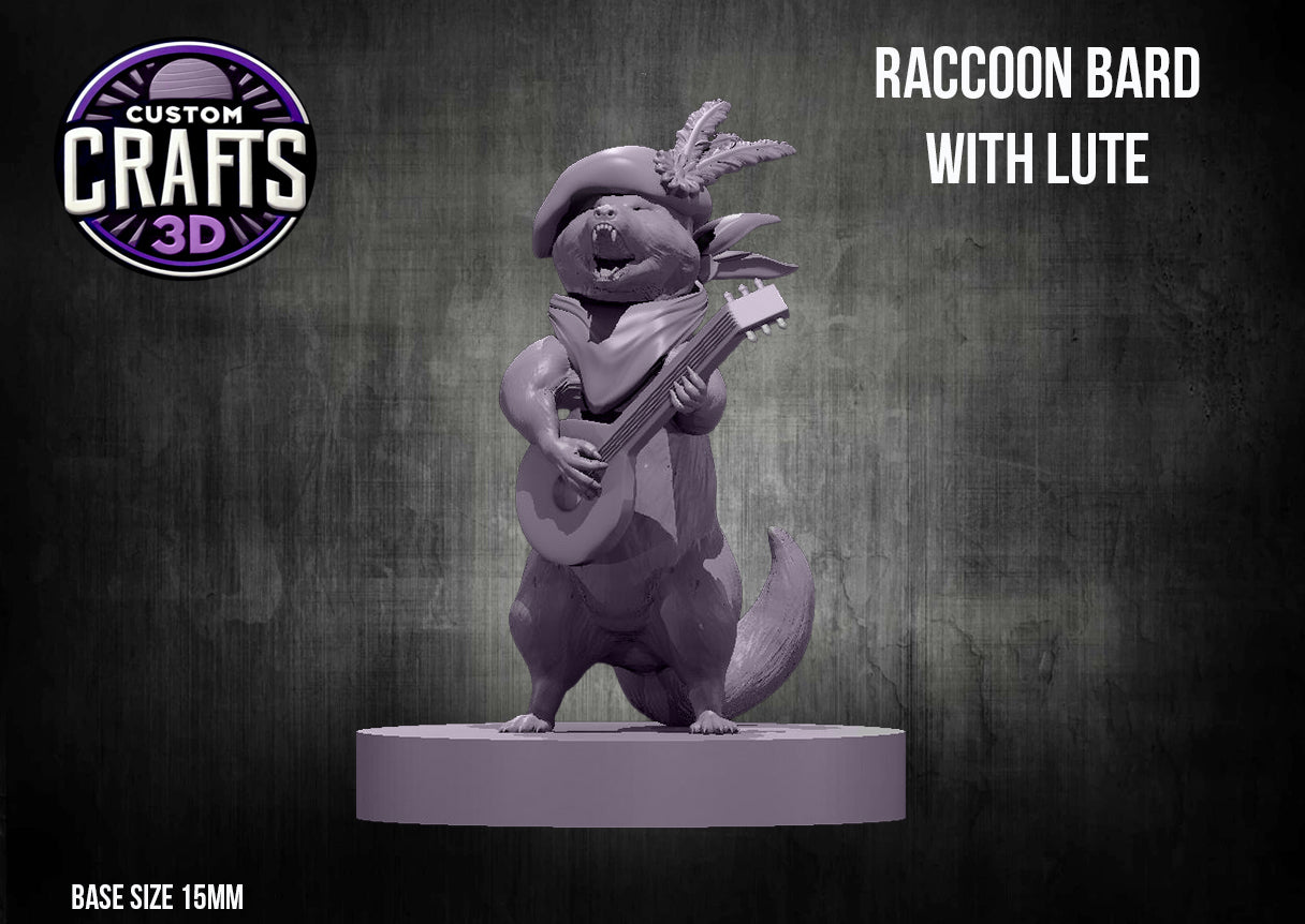 Raccoon Bard with Lute 15mm Base