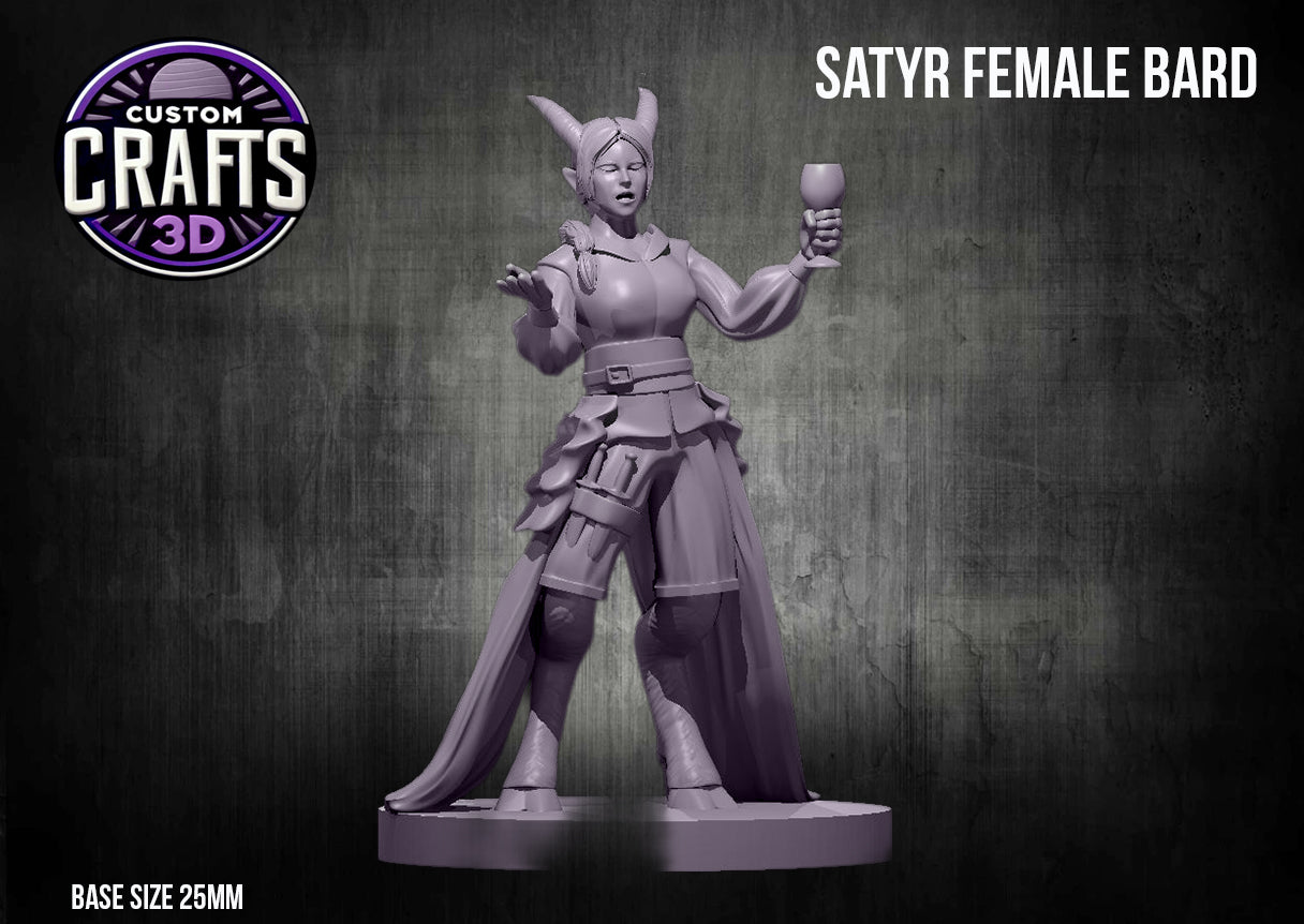 Satyr Female Bard V1 25mm Base