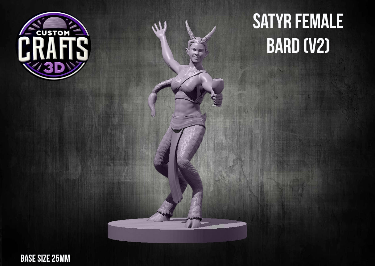 Satyr Female Bard V2 25mm Base