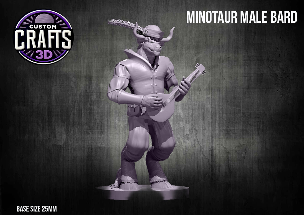 Minotaur Male Bard 25mm Base